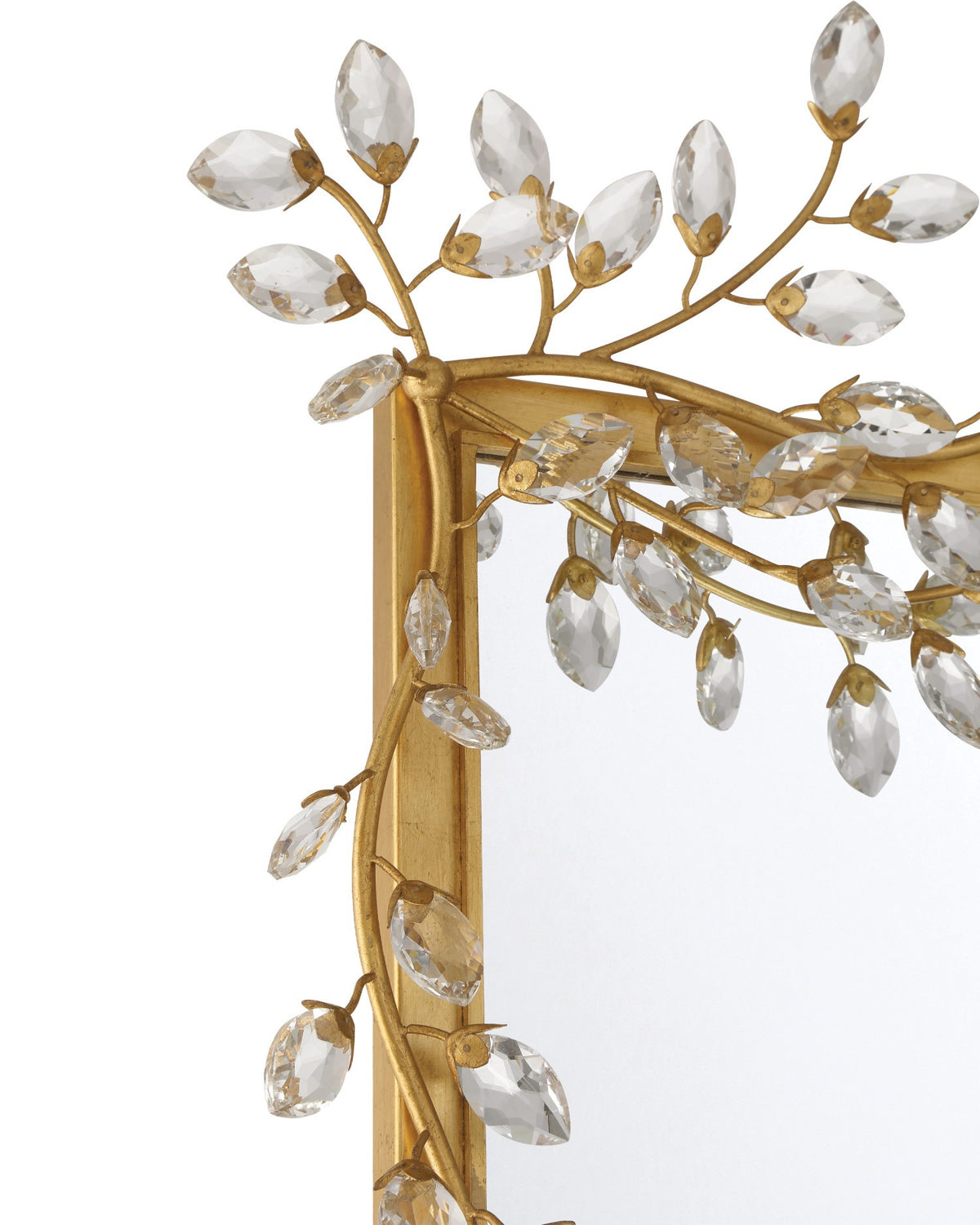 Currey and Company - 1000-0161 - Mirror - Forget-Me-Not - Clear / Chinois Gold Leaf