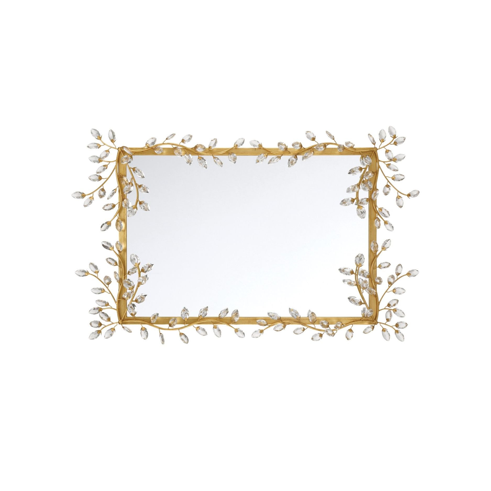 Currey and Company - 1000-0161 - Mirror - Forget-Me-Not - Clear / Chinois Gold Leaf