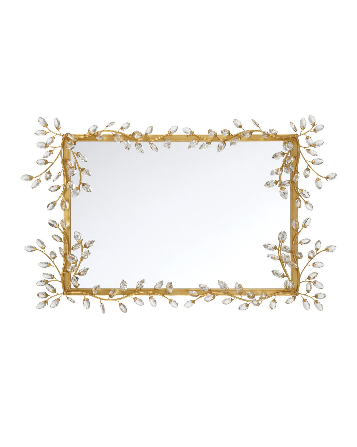 Currey and Company - 1000-0161 - Mirror - Forget-Me-Not - Clear / Chinois Gold Leaf