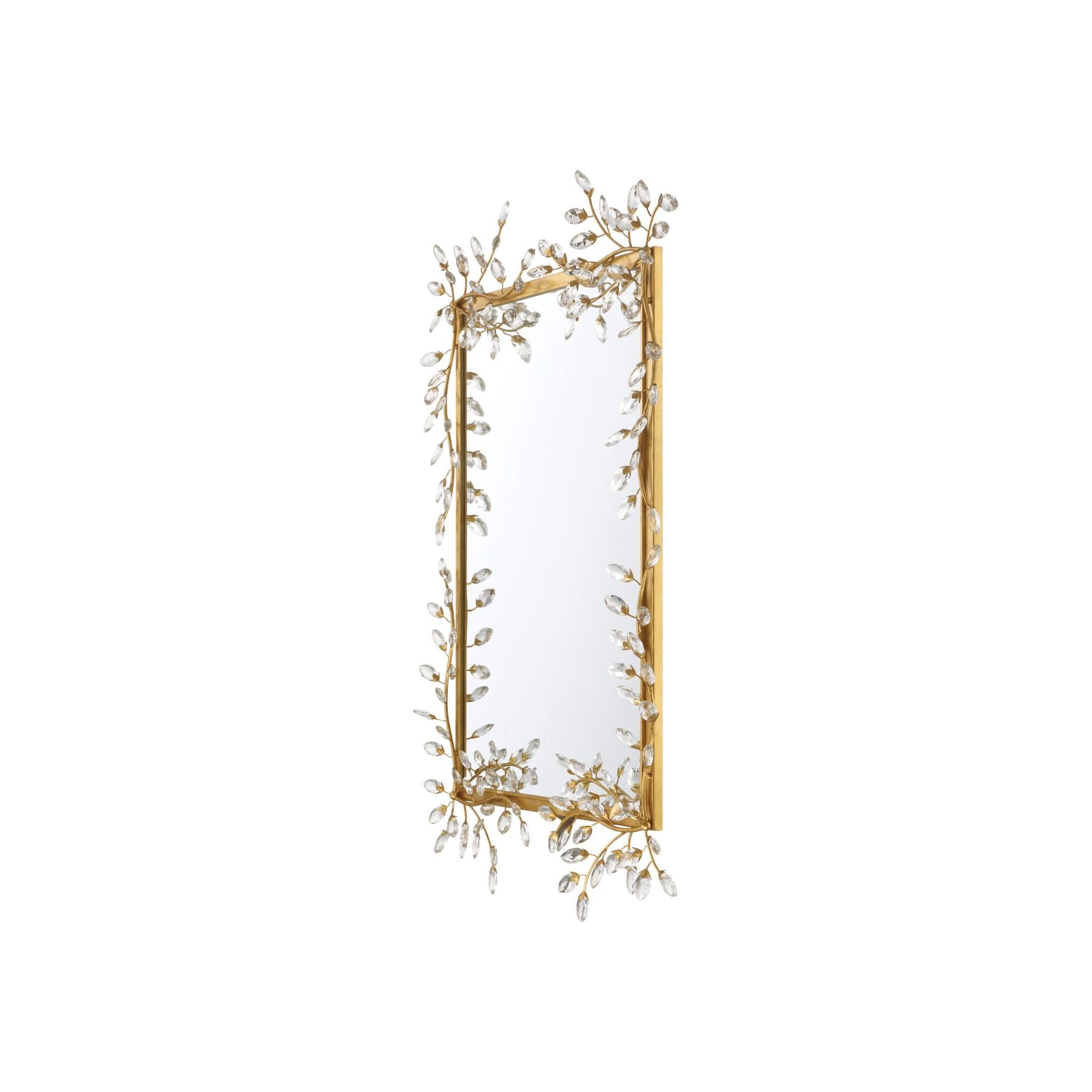 Currey and Company - 1000-0161 - Mirror - Forget-Me-Not - Clear / Chinois Gold Leaf