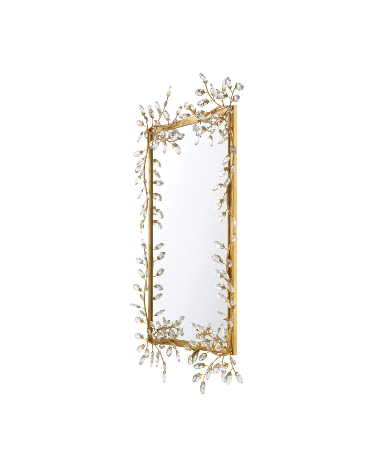Currey and Company - 1000-0161 - Mirror - Forget-Me-Not - Clear / Chinois Gold Leaf