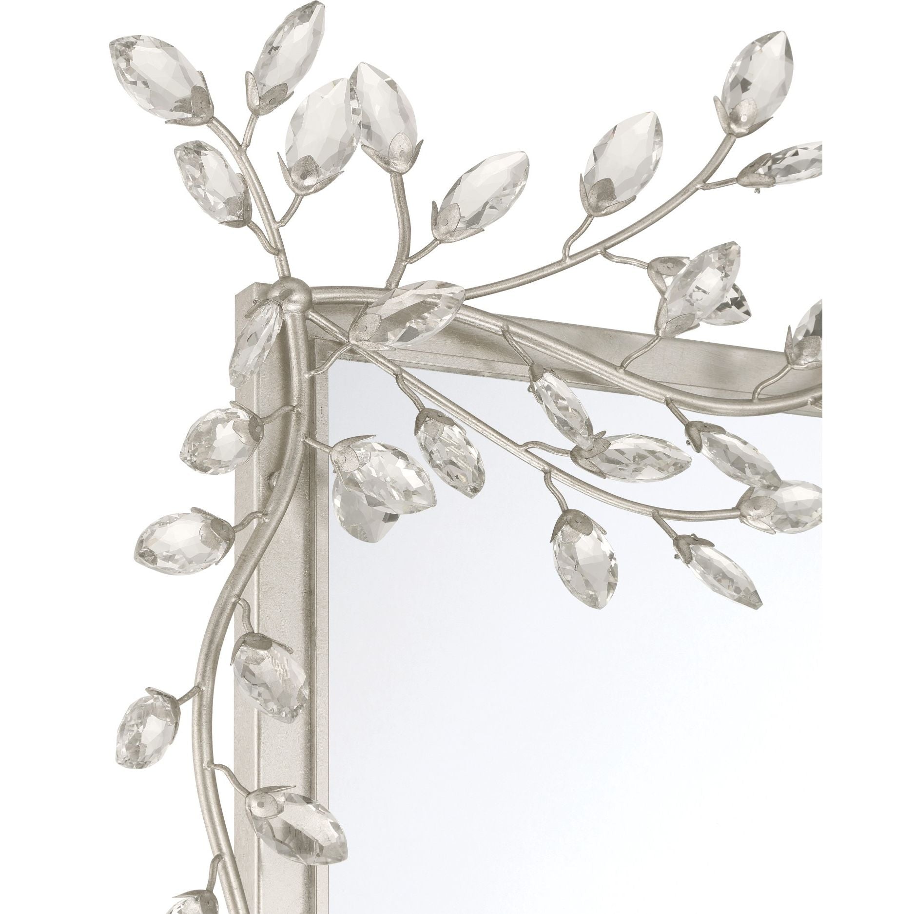 Currey and Company - 1000-0162 - Mirror - Forget-Me-Not - Clear / Silver Leaf