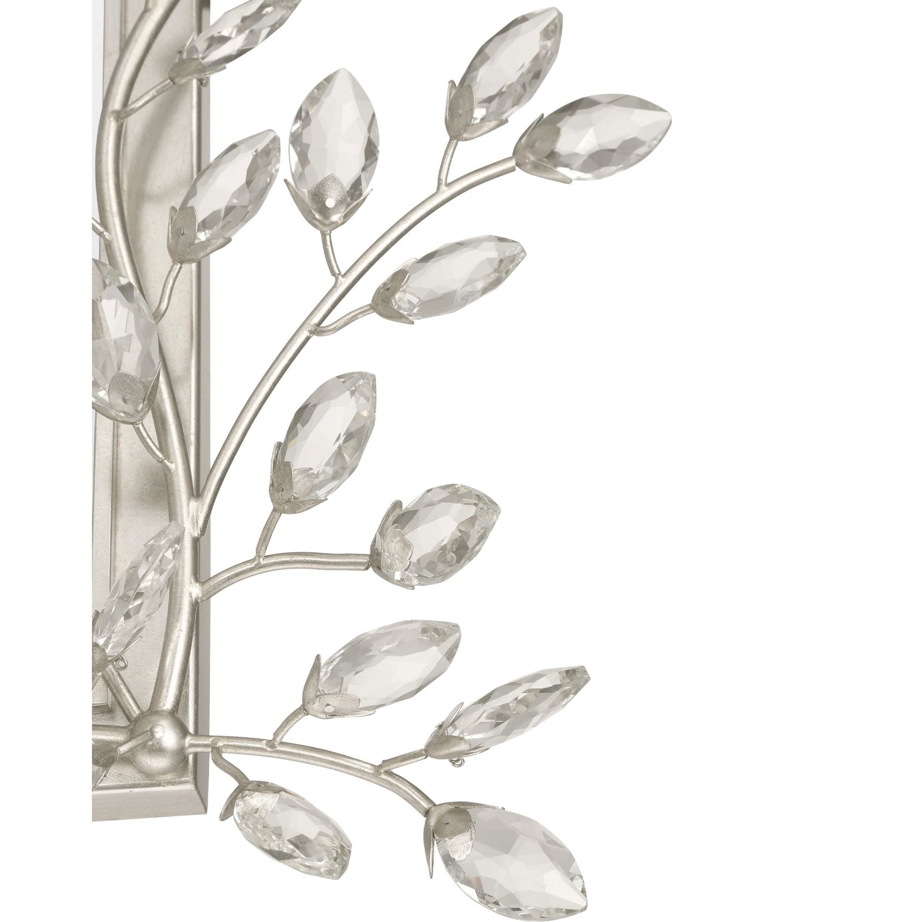 Currey and Company - 1000-0162 - Mirror - Forget-Me-Not - Clear / Silver Leaf