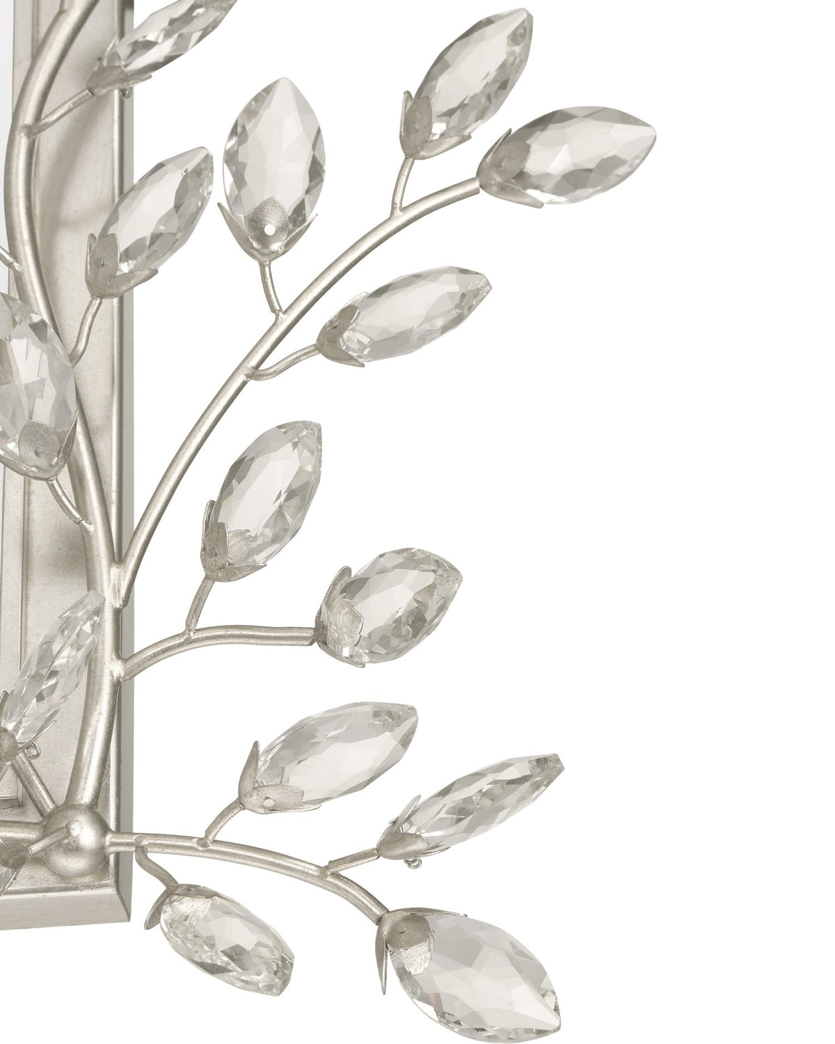 Currey and Company - 1000-0162 - Mirror - Forget-Me-Not - Clear / Silver Leaf