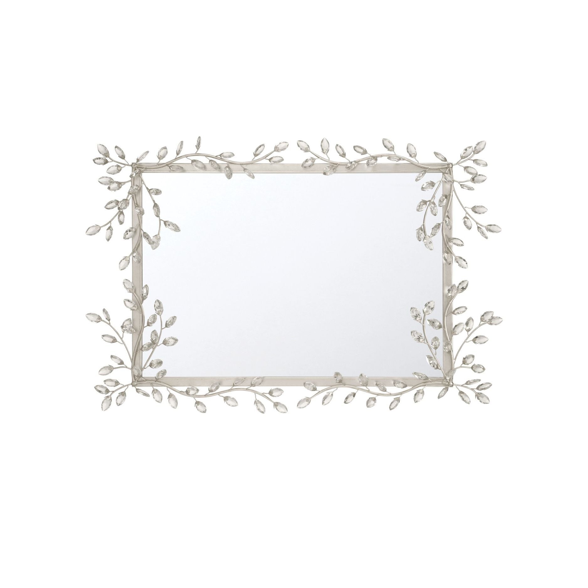 Currey and Company - 1000-0162 - Mirror - Forget-Me-Not - Clear / Silver Leaf