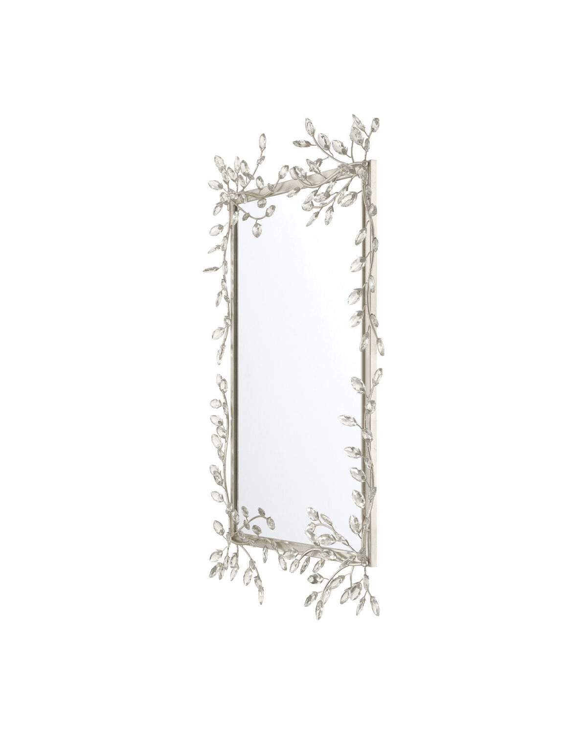 Currey and Company - 1000-0162 - Mirror - Forget-Me-Not - Clear / Silver Leaf