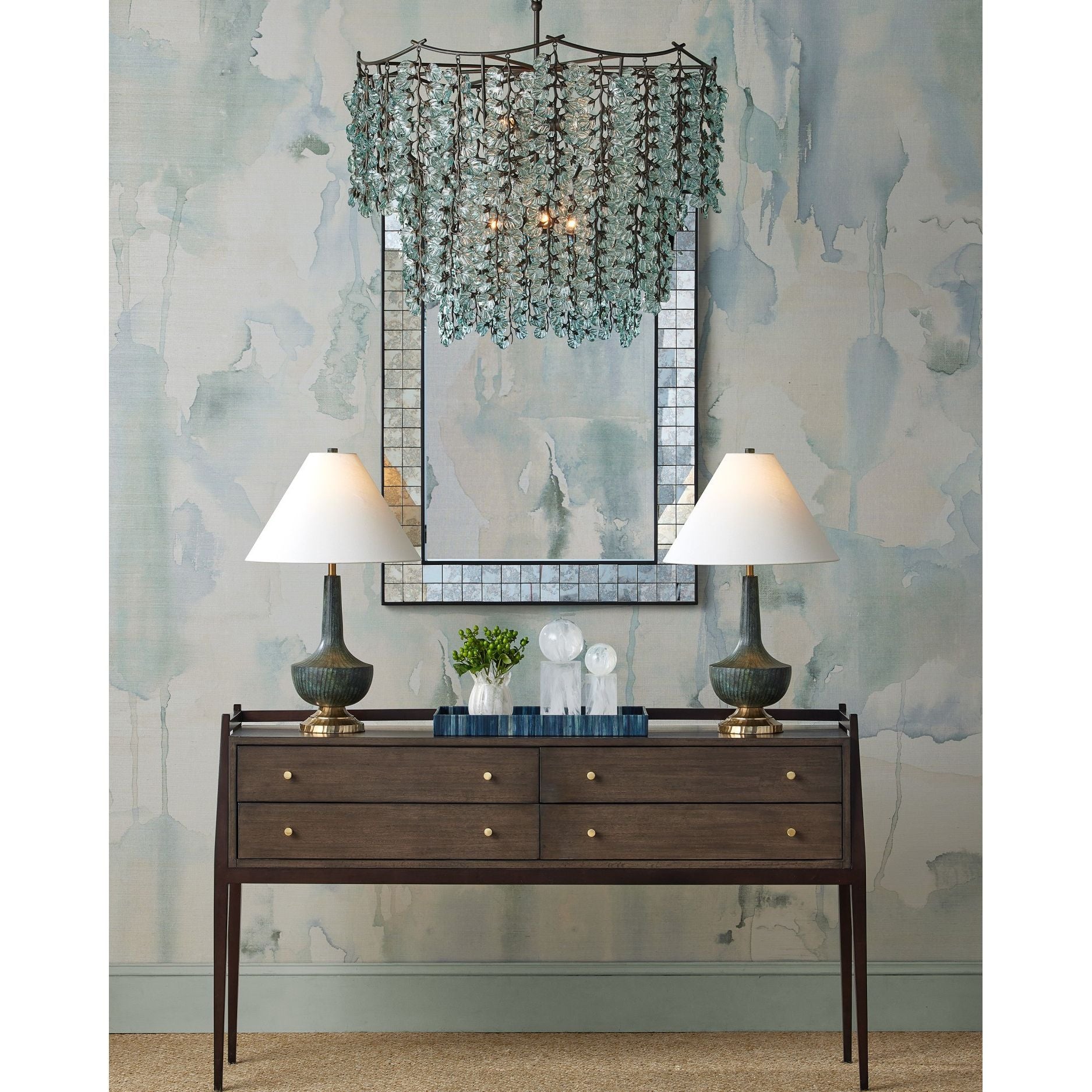 Currey and Company - 1000-0166 - Mirror - Mosaico - Ebony / Antique Mirror