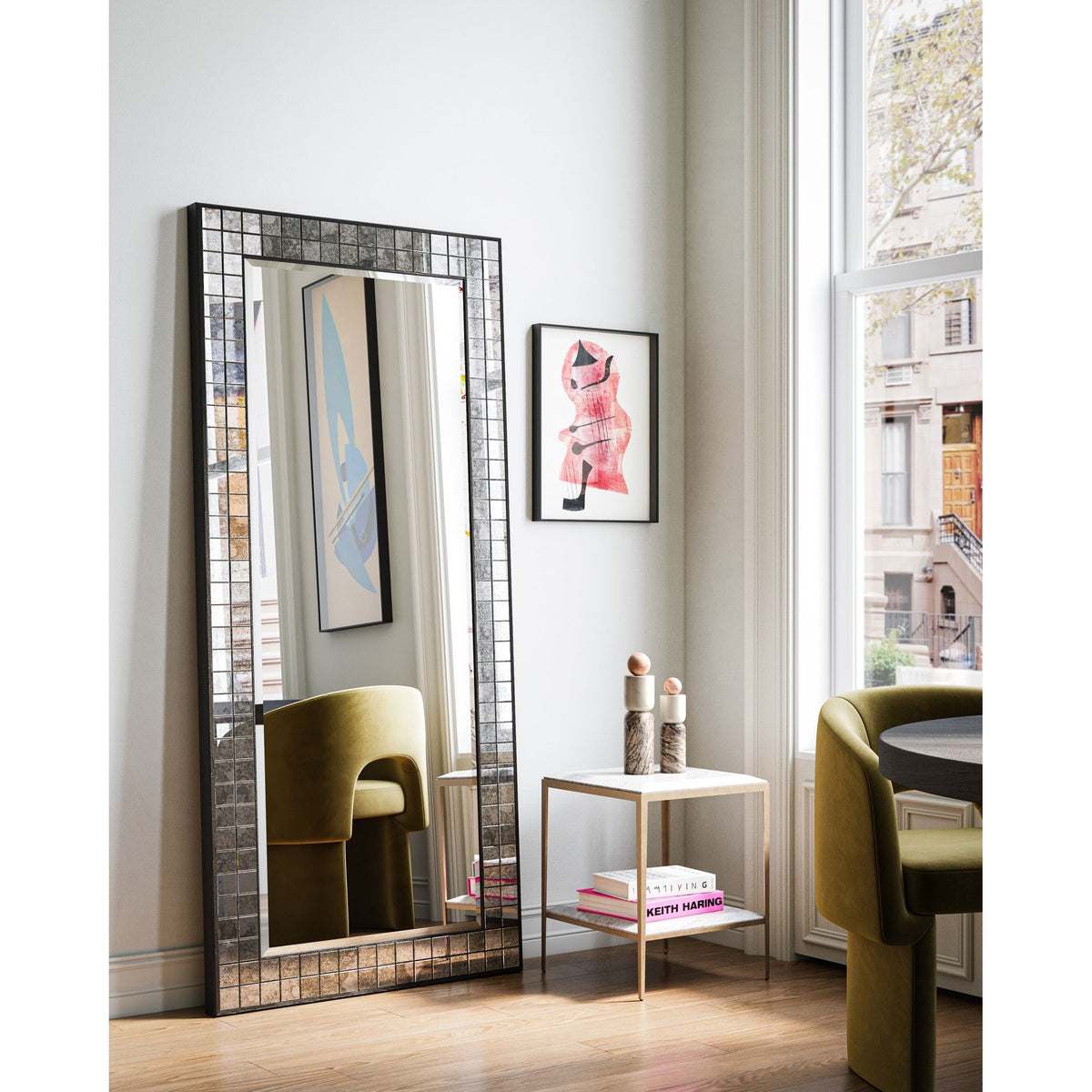 Currey and Company - 1000-0167 - Miroir - Mosaico - Ébène / Miroir ancien
