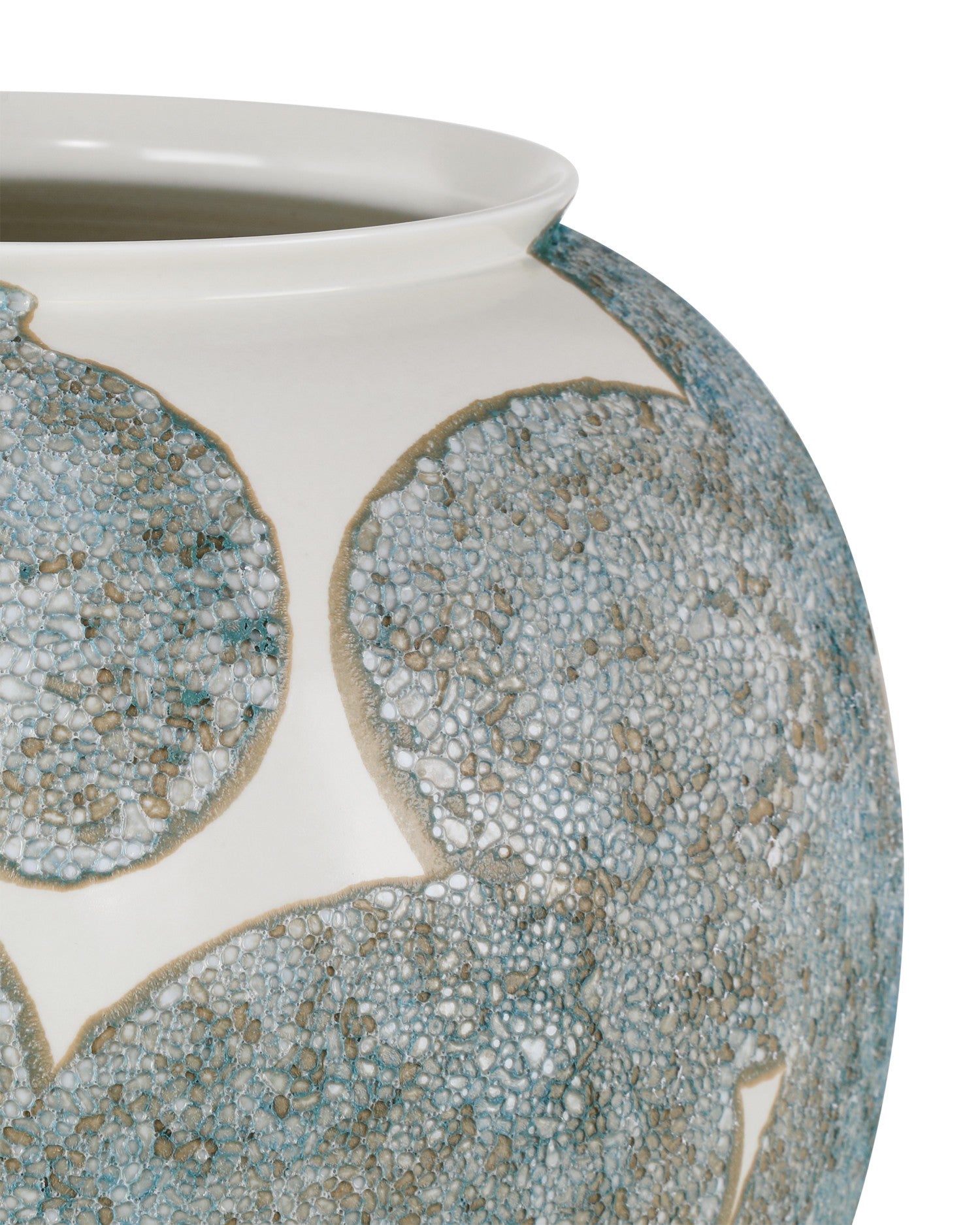 Currey and Company - 1200-0978 - Vase - Vase Bloom Bleu et Ivoire - Texture Bleu / Blanc cassé / Or