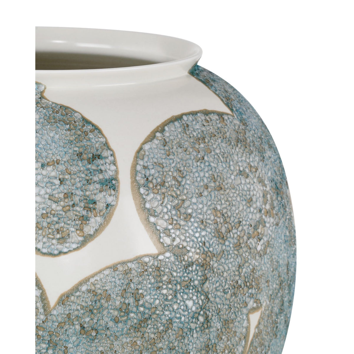 Currey and Company - 1200-0978 - Vase - Bloom Blue & Ivory Vase - Textured Blue / Off-White / Gold
