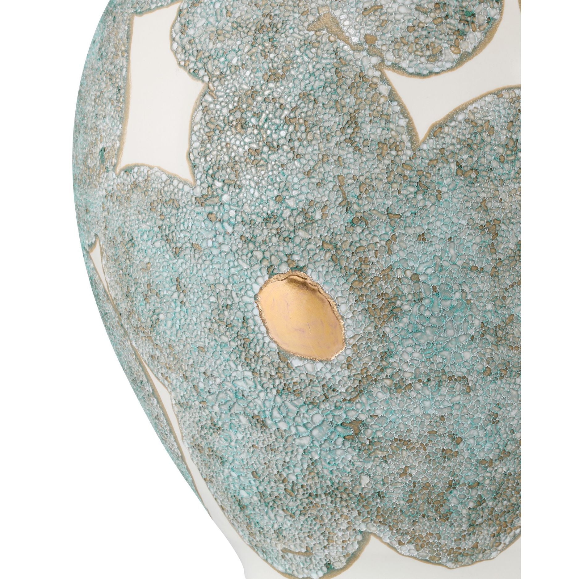 Currey and Company - 1200-0978 - Vase - Vase Bloom Bleu et Ivoire - Texture Bleu / Blanc cassé / Or
