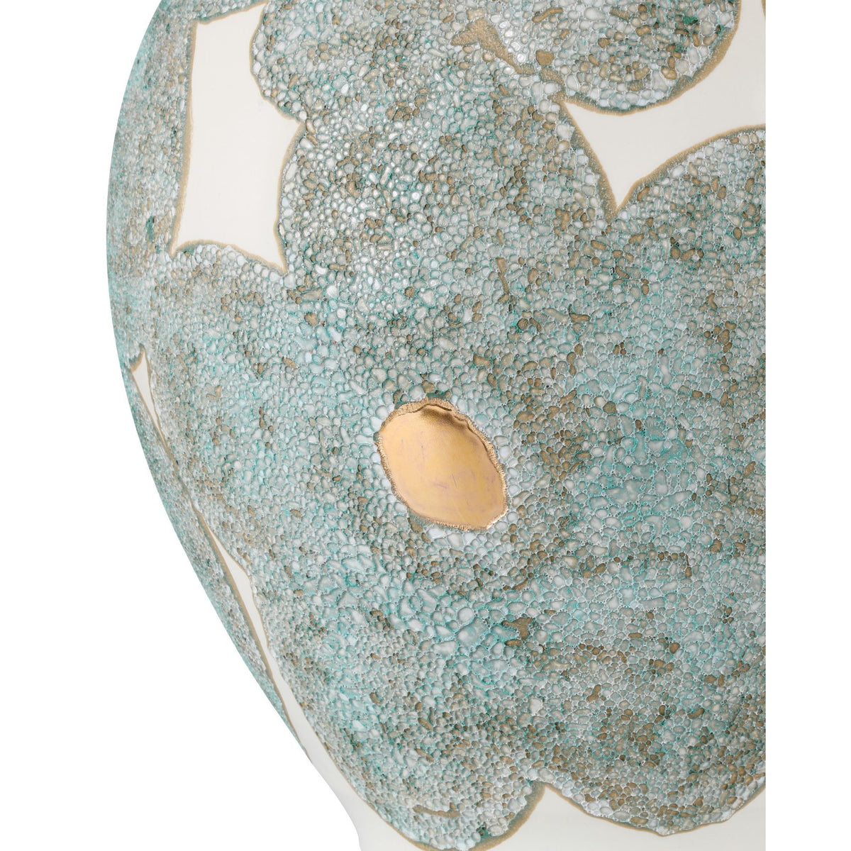 Currey and Company - 1200-0978 - Vase - Bloom Blue & Ivory Vase - Textured Blue / Off-White / Gold