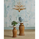 Currey and Company - 1200-0978 - Vase - Vase Bloom Bleu et Ivoire - Texture Bleu / Blanc cassé / Or