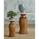 Currey and Company - 1200-0978 - Vase - Vase Bloom Bleu et Ivoire - Texture Bleu / Blanc cassé / Or