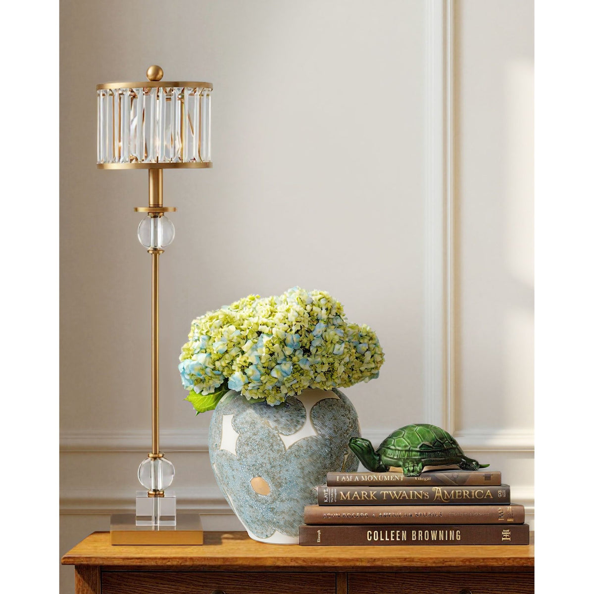 Currey and Company - 1200-0978 - Vase - Bloom Blue & Ivory Vase - Textured Blue / Off-White / Gold