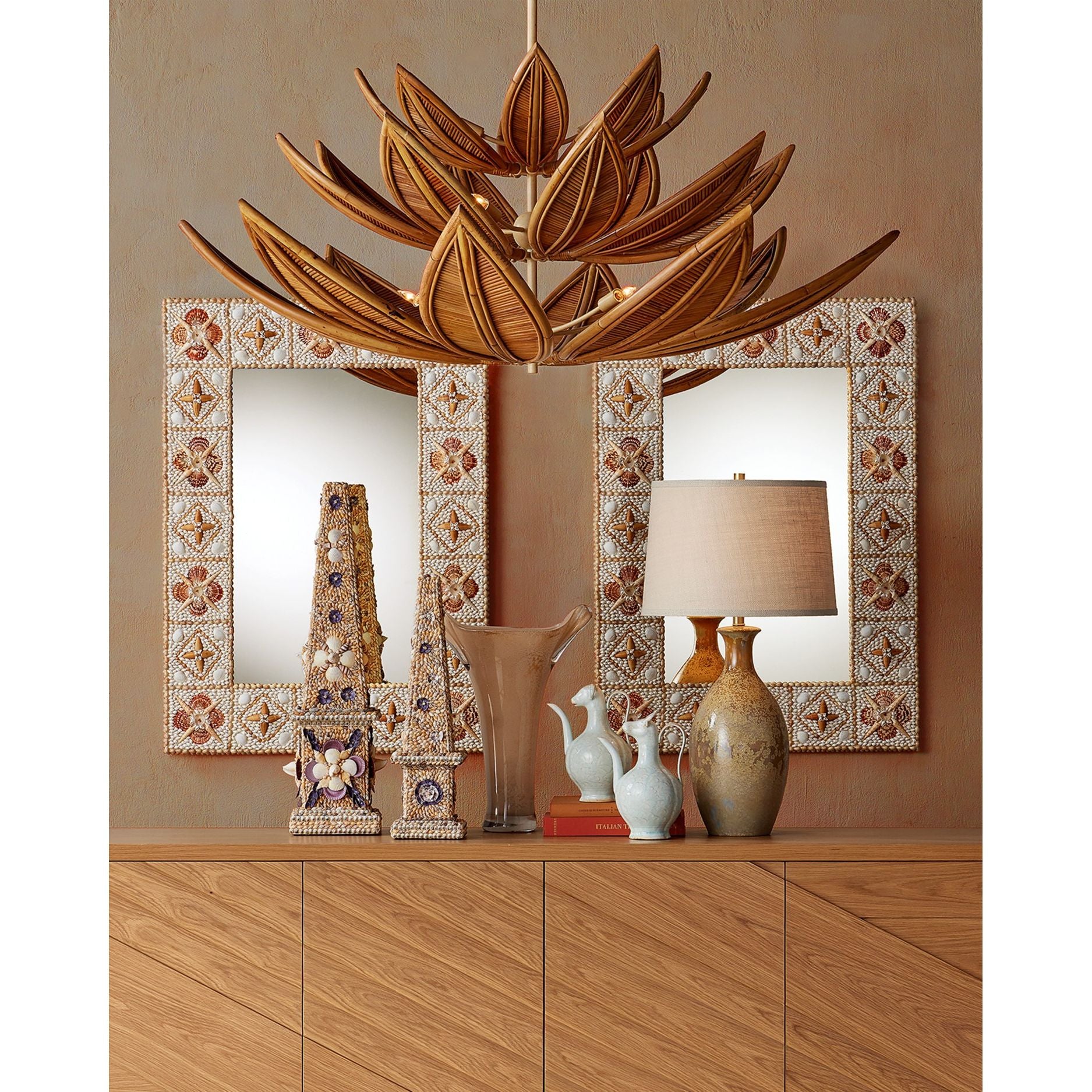 Currey and Company - 1200-0989 - Vase - Tamara Tall Vase - Soft Peach / Gold