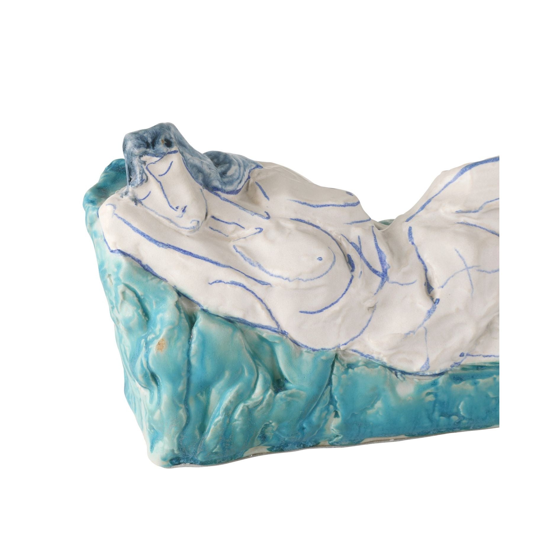 Currey and Company - 1200-0996 - Objet - Nu allongé - Bleu / Blanc cassé