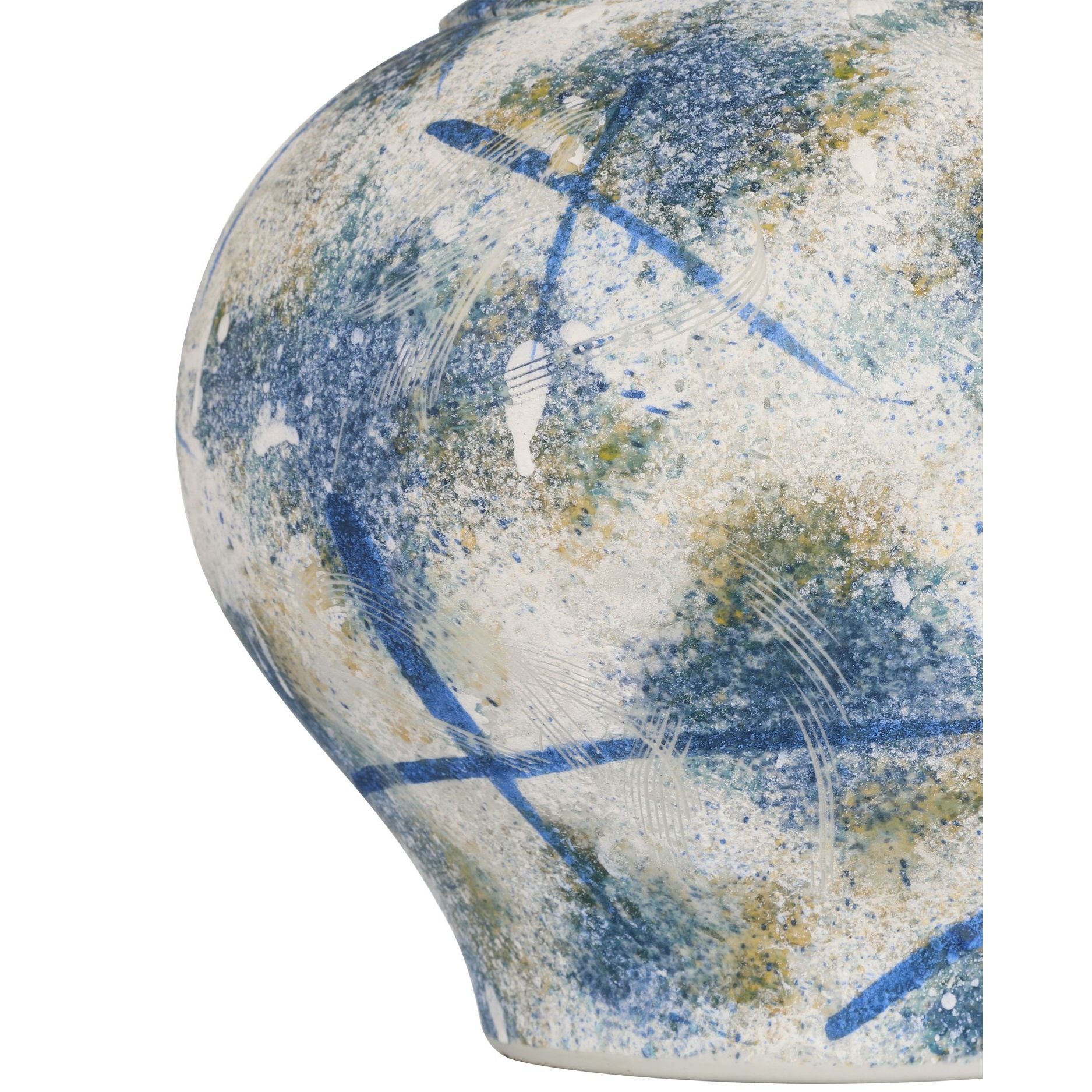 Currey and Company - 1200-0998 - Vase - Vase Jackson bleu et blanc - Bleu antique / Blanc cassé