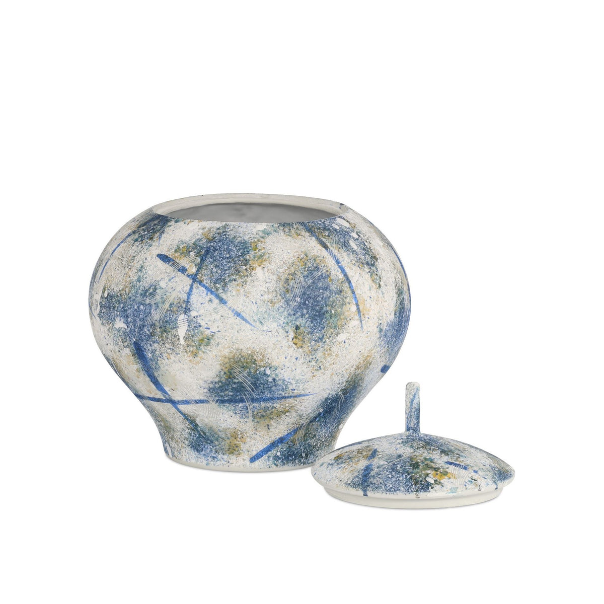 Currey and Company - 1200-0998 - Vase - Jackson Blue & White Vase - Antique Blue / Off-White