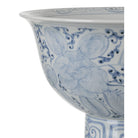 Currey and Company - 1200-1003 - Bowl - Ming Offering Pedestal Bowl - Blue / Off-White