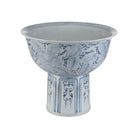 Currey and Company - 1200-1003 - Bowl - Ming Offering Pedestal Bowl - Blue / Off-White