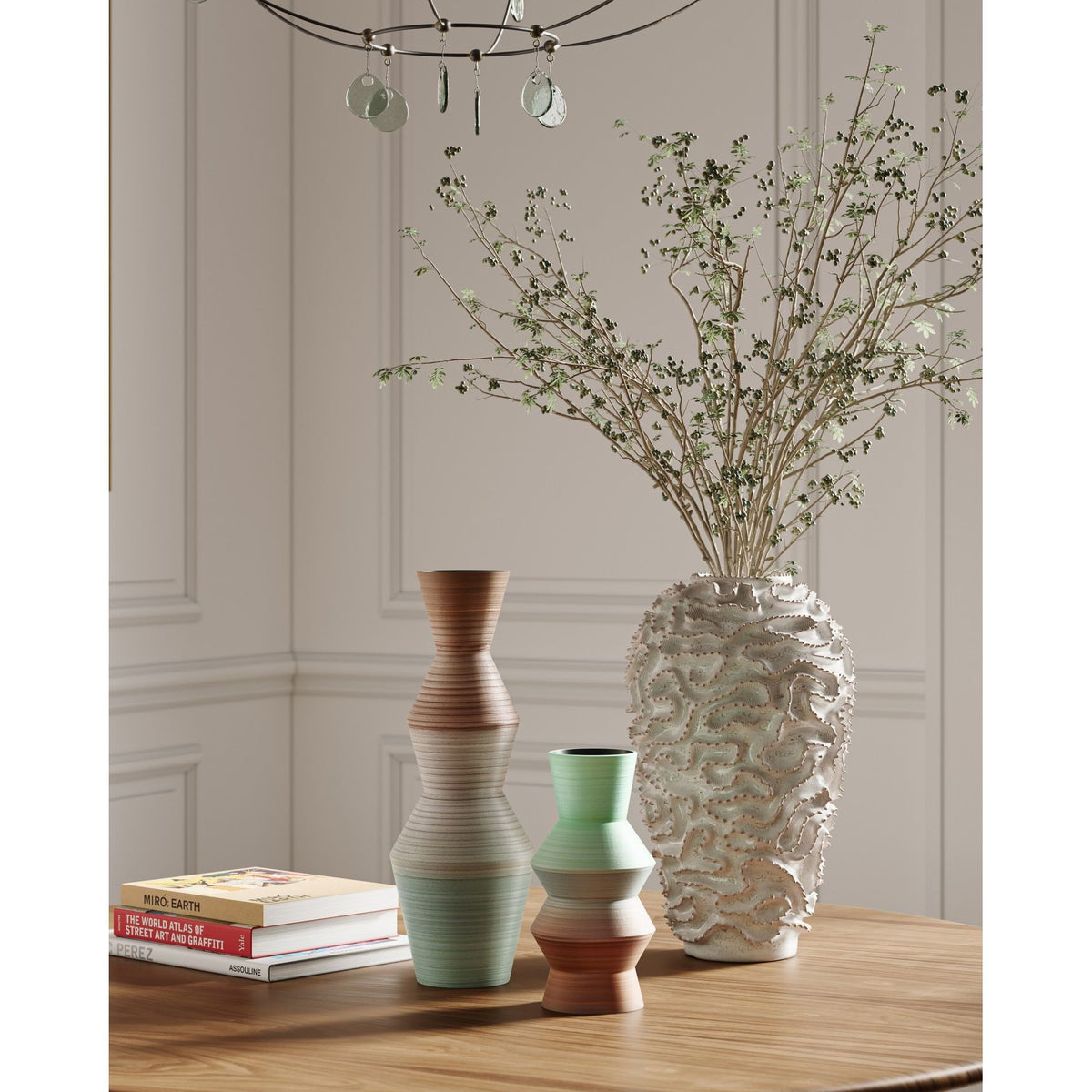 Currey and Company - 1200-1008 - Vase - Années 80 - Marron / Bleu clair