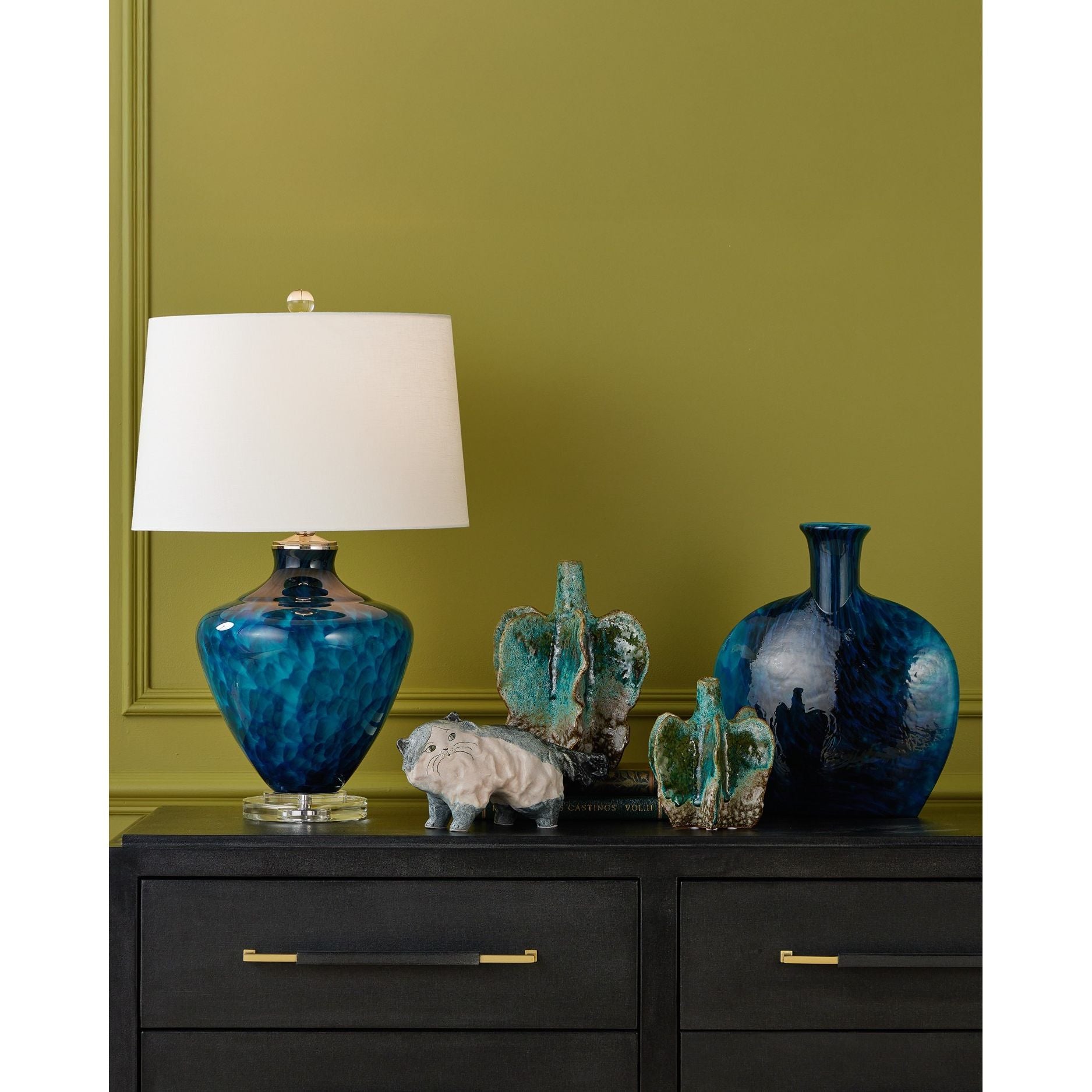 Currey and Company - 1200-1013 - Vase - Ensemble de 2 vases Urbano - Turquoise / Marron