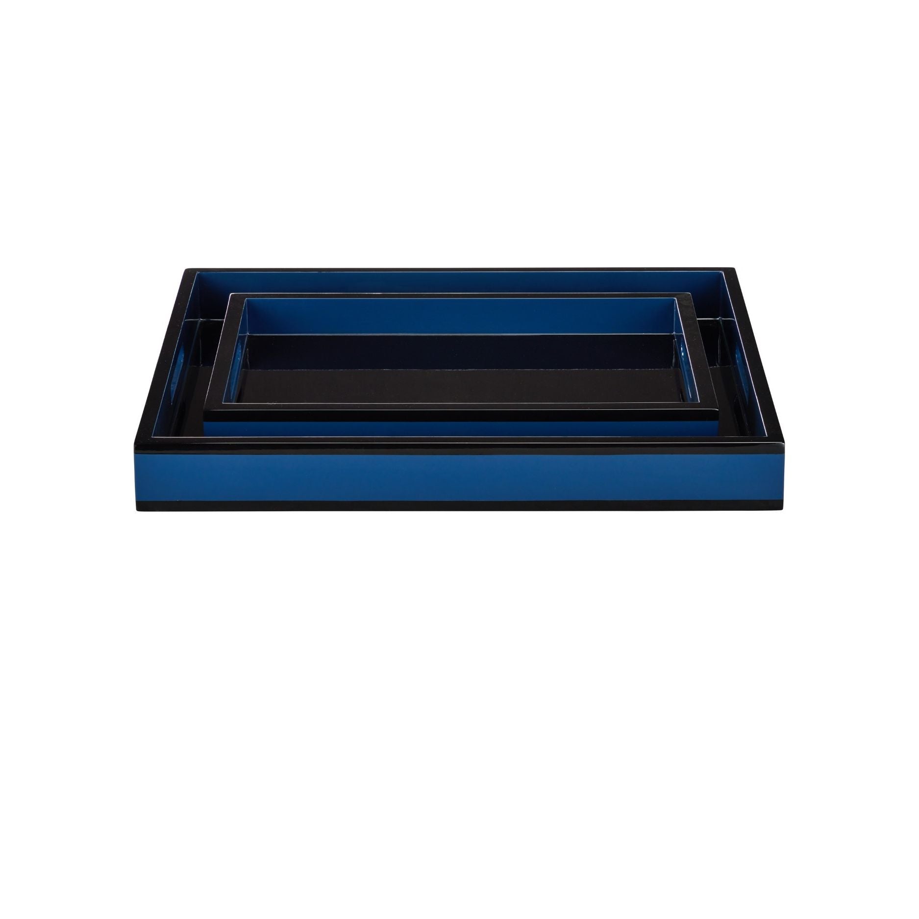 Currey and Company - 1200-1018 - Ensemble de 2 plateaux - Laque - Bleu marine / Noir