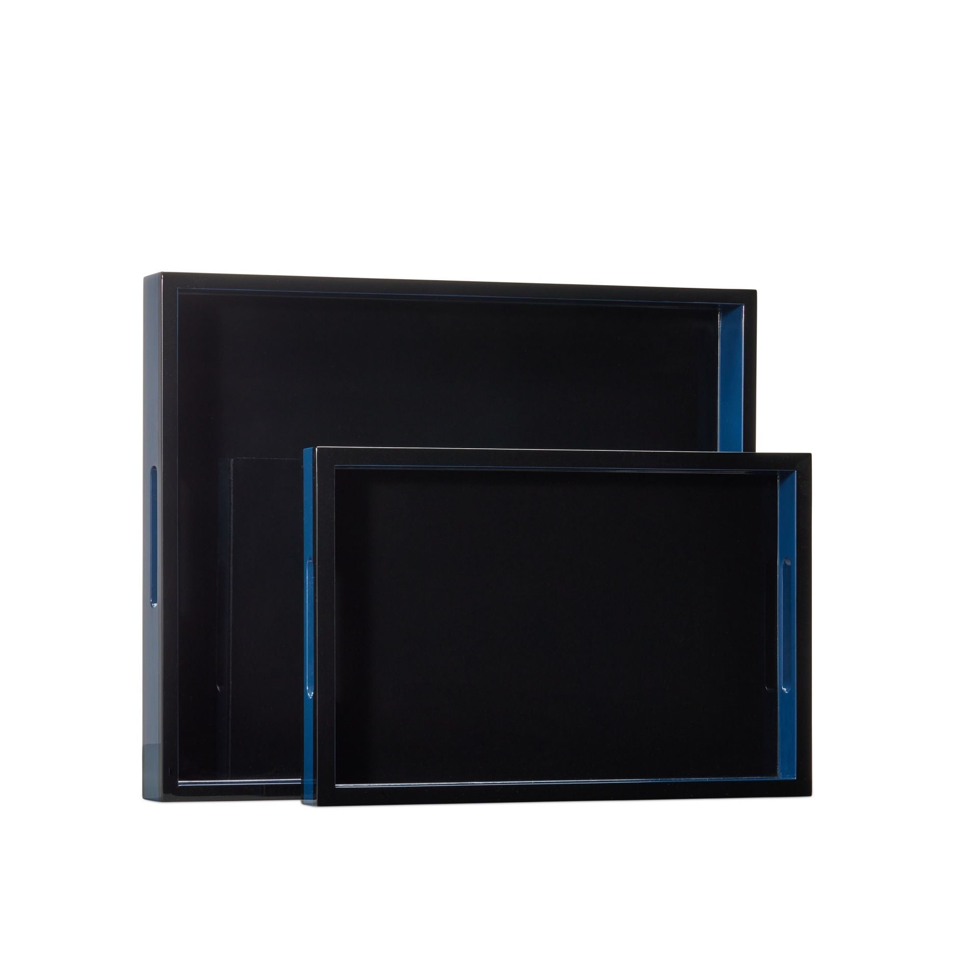 Currey and Company - 1200-1018 - Ensemble de 2 plateaux - Laque - Bleu marine / Noir
