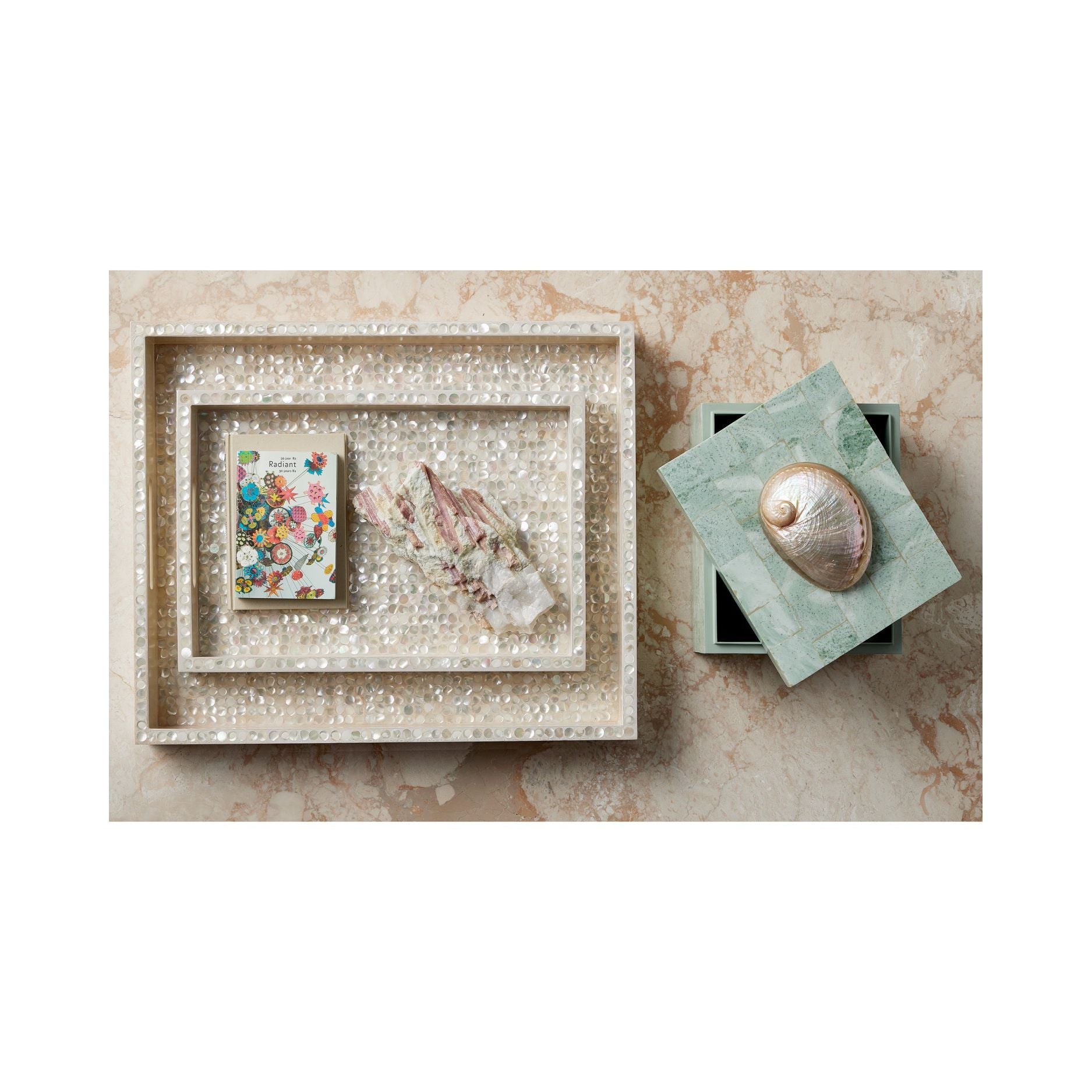 Currey and Company - 1200-1020 - Plateau, lot de 2 - Gerri Dot - Naturel