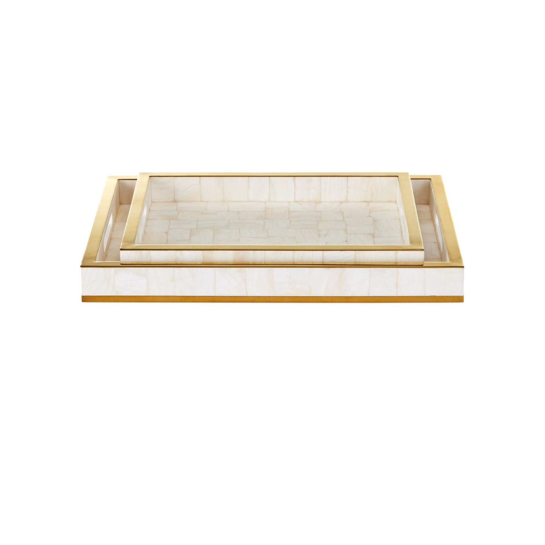Currey and Company - 1200-1021 - Ensemble de 2 plateaux - Casey - Naturel / Laiton