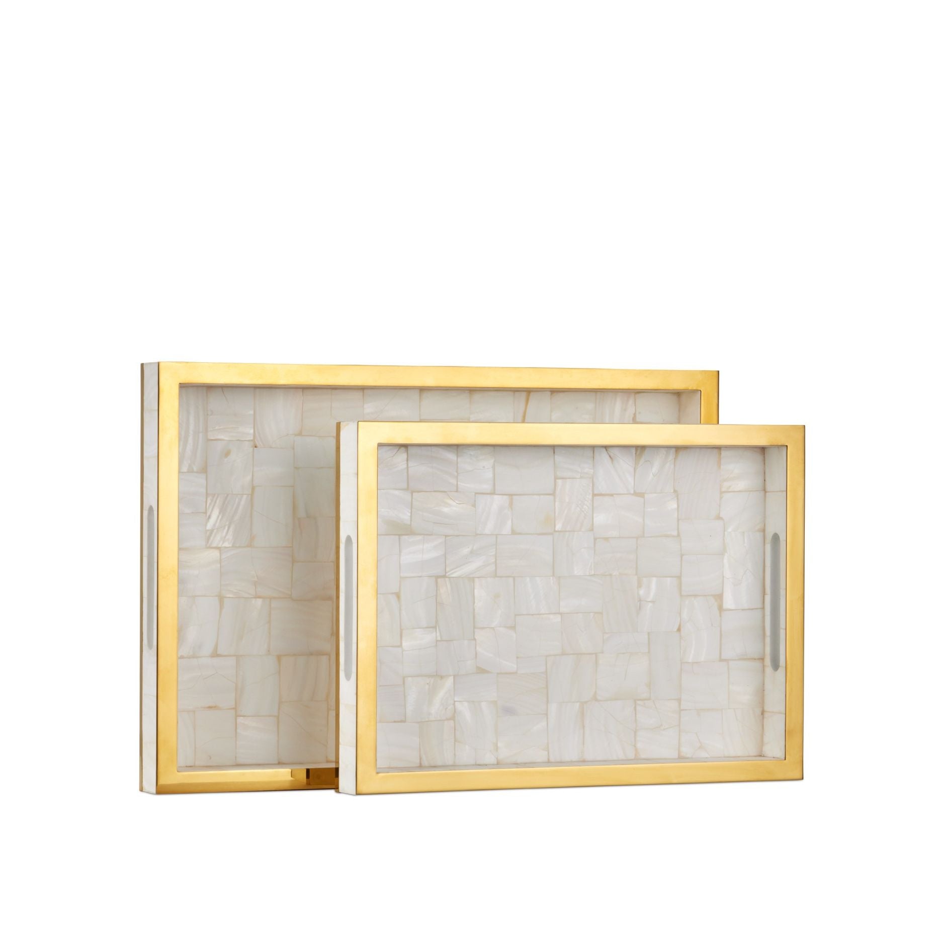 Currey and Company - 1200-1021 - Ensemble de 2 plateaux - Casey - Naturel / Laiton