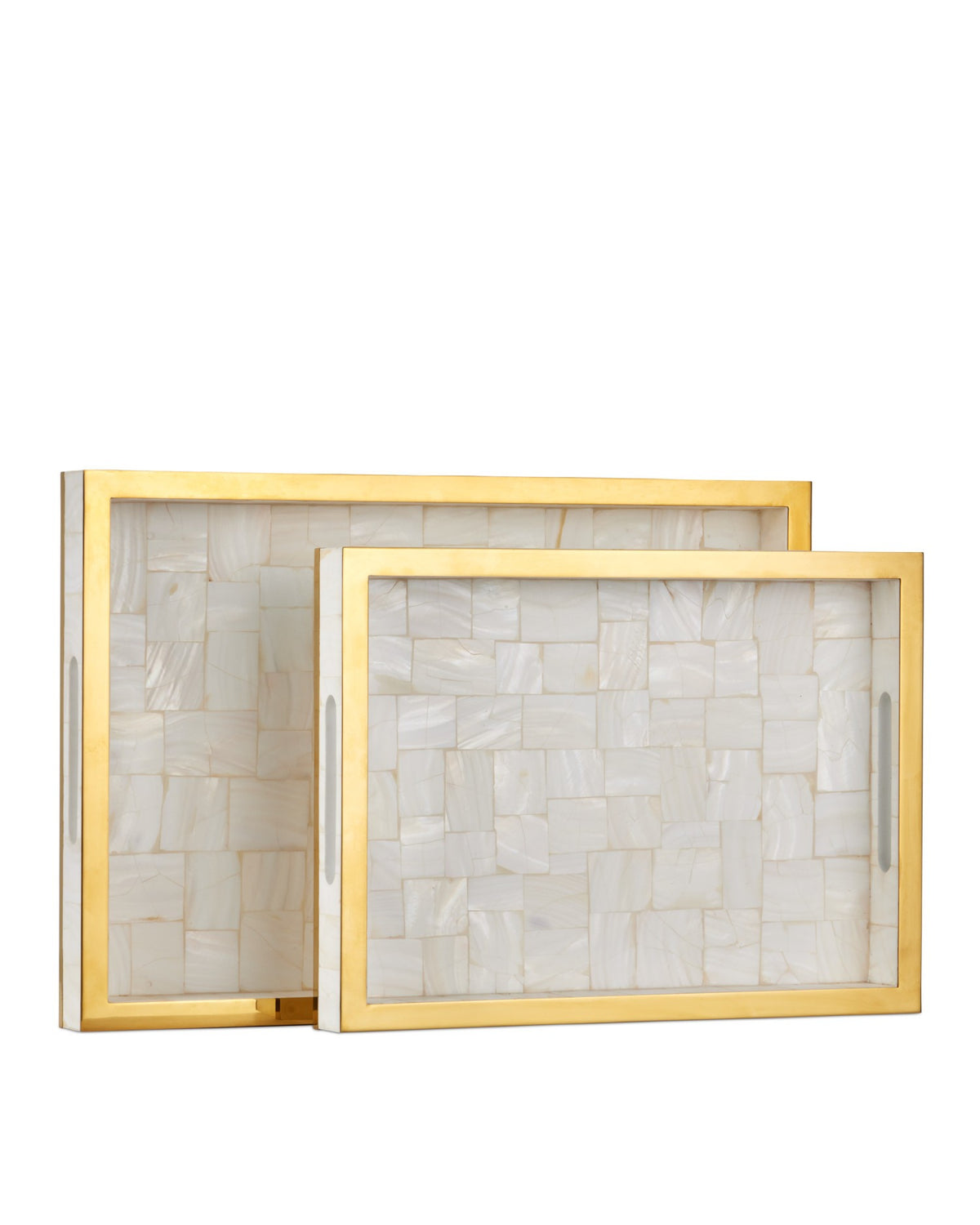Currey and Company - 1200-1021 - Tray Set of 2 - Casey - Natural / Brass