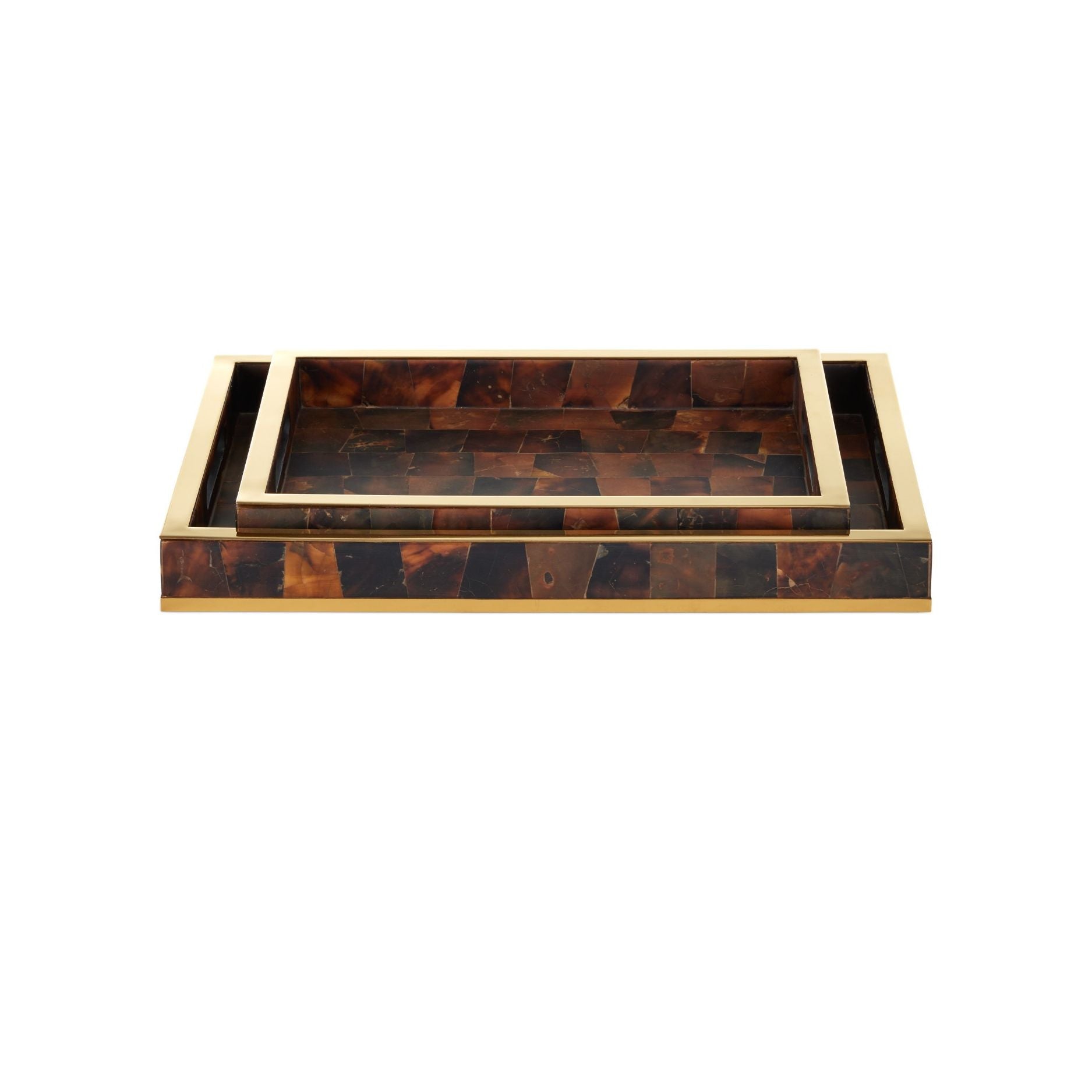 Currey and Company - 1200-1022 - Ensemble de 2 plateaux - Casey - Naturel / Laiton