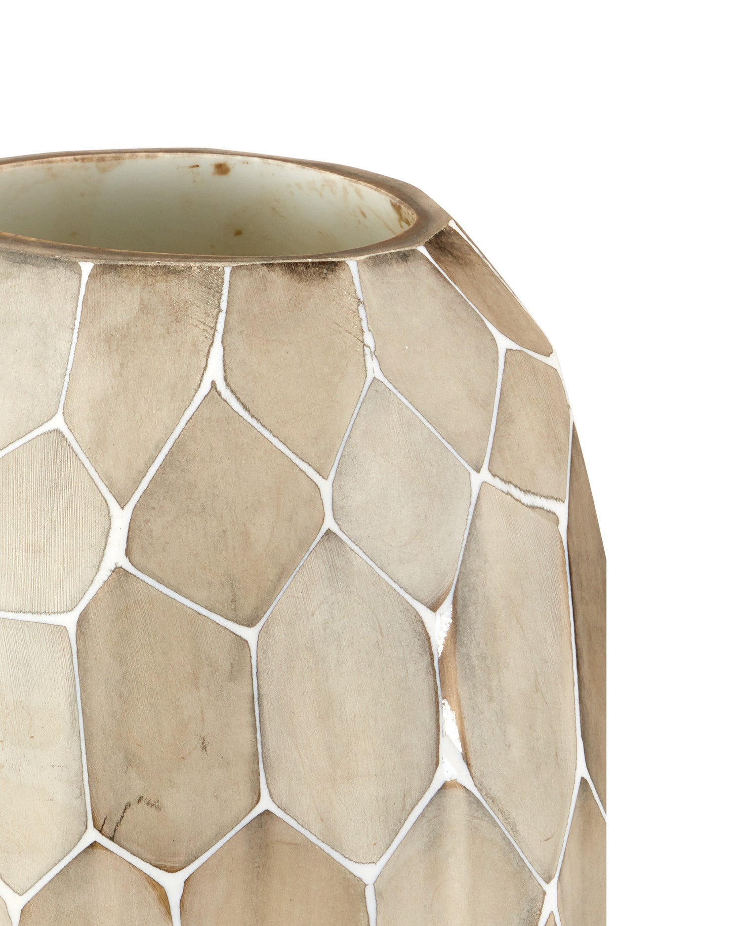 Currey and Company - 1200-1032 - Vase - Runnell Glass Vase Set of 2 - White / Beige / Antique