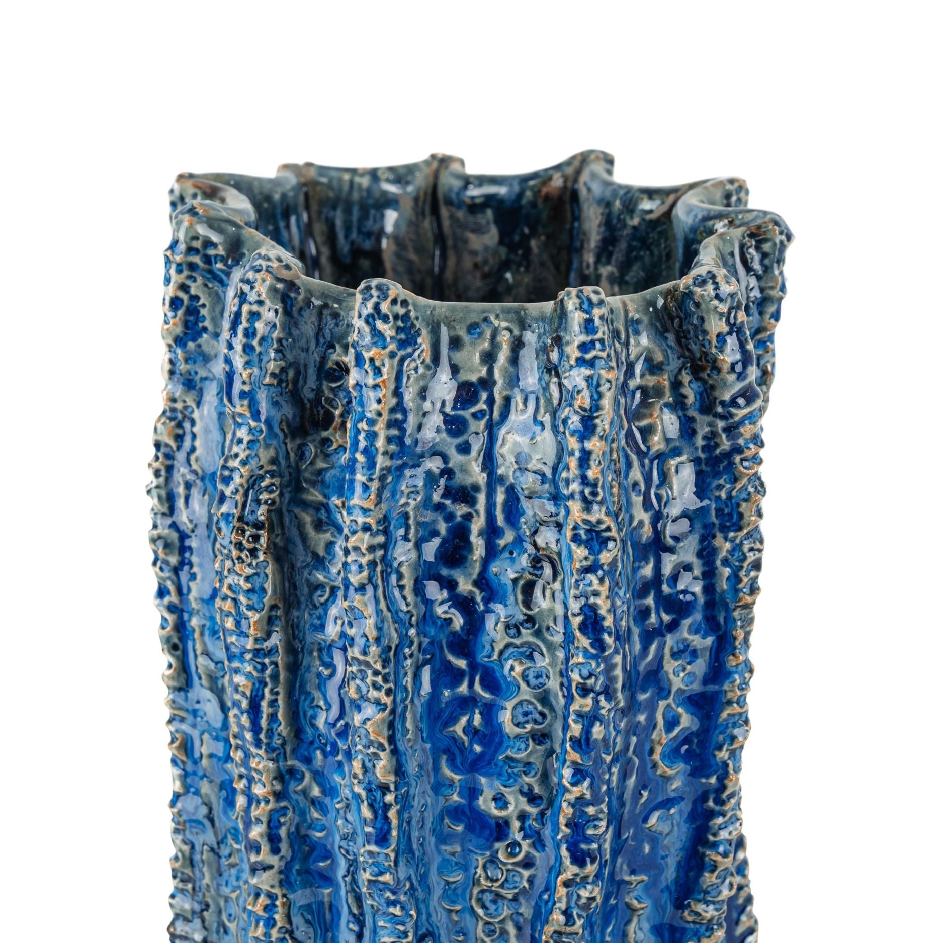 Currey and Company - 1200-1048 - Vase - Folios Vase - Reactive Dark Blue