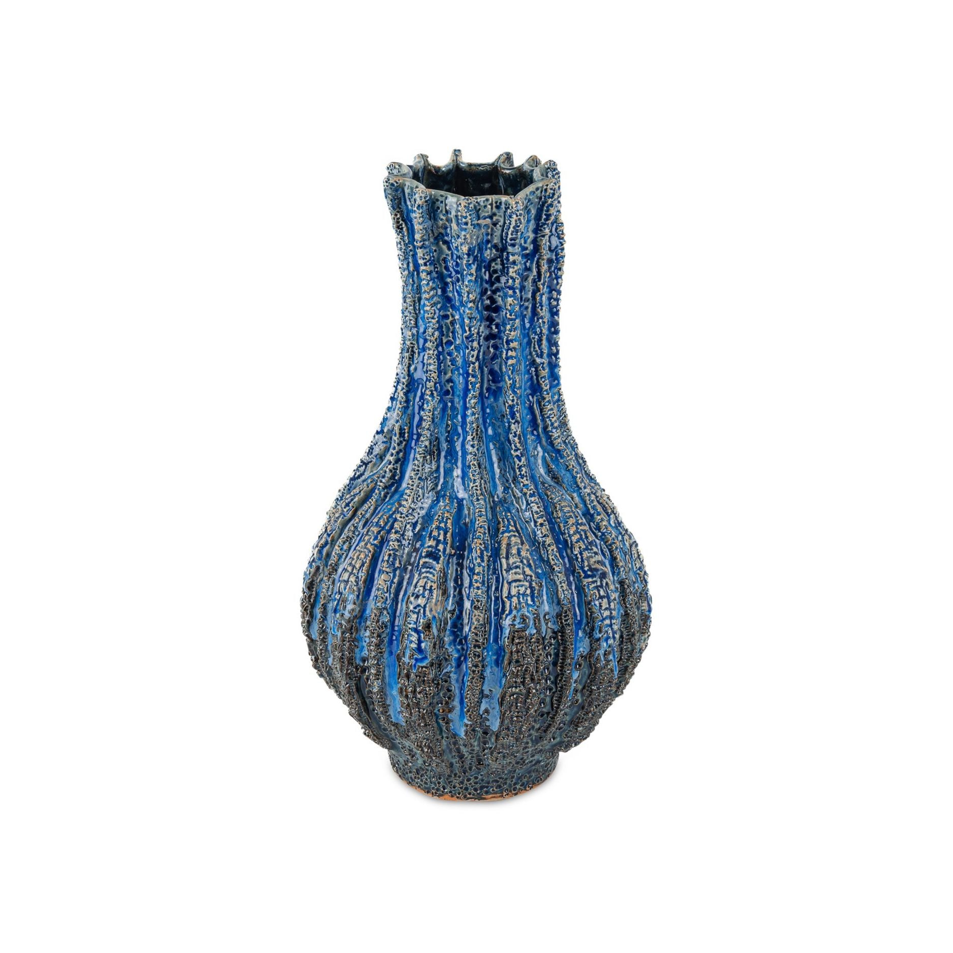 Currey and Company - 1200-1048 - Vase - Folios Vase - Reactive Dark Blue
