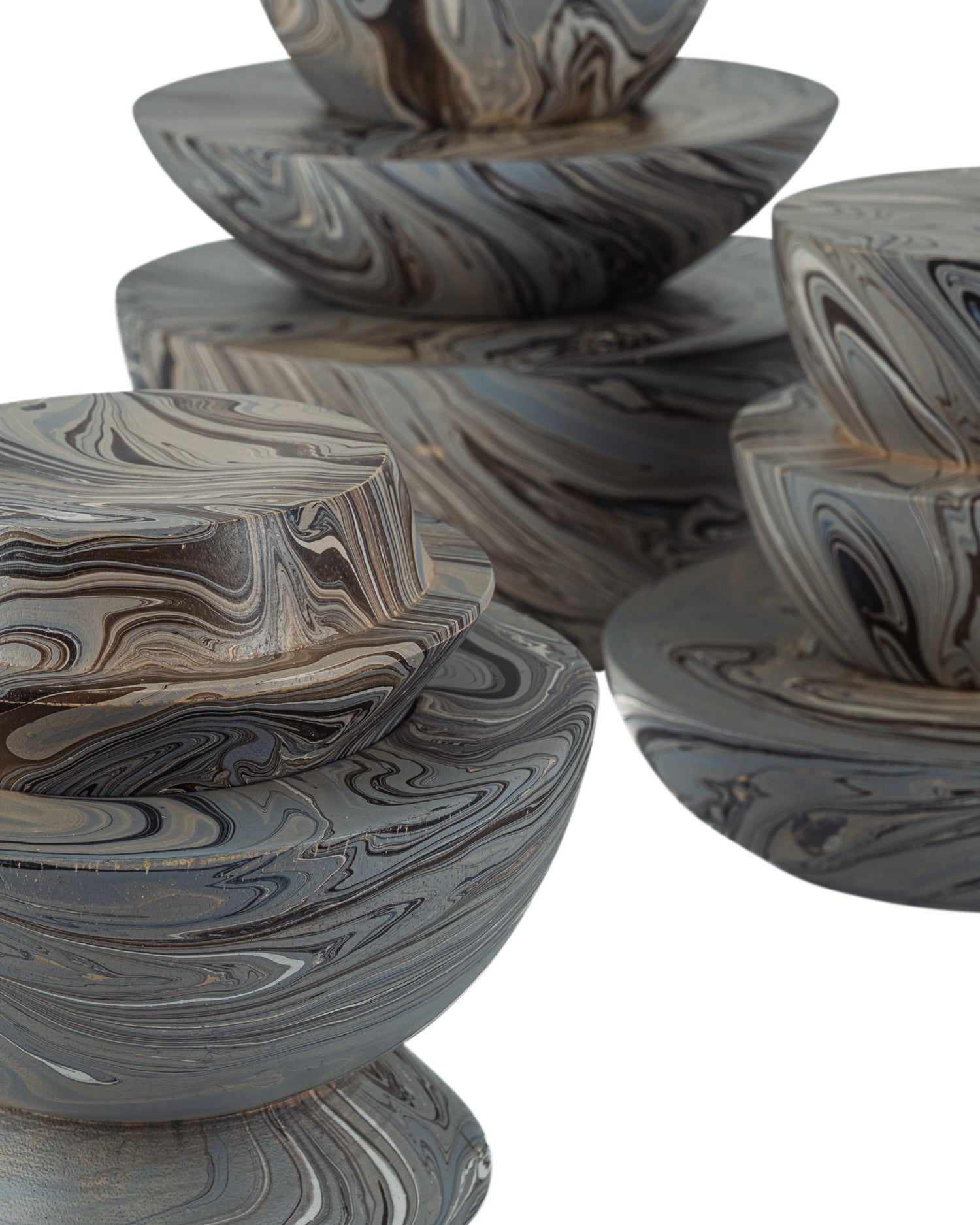 Currey and Company - 1200-1049 - Box Set of 3 - Marbleized - Marbleized Gray