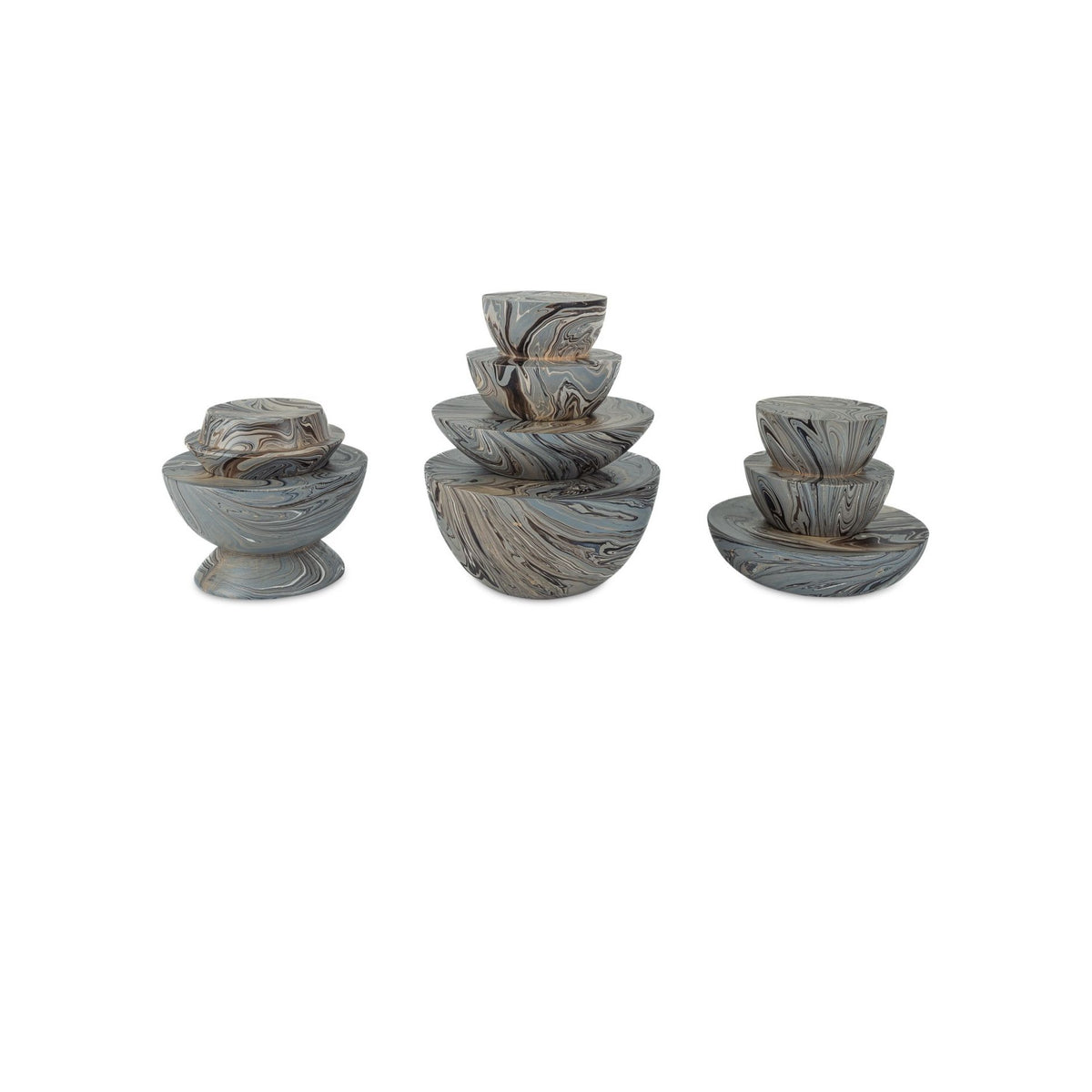 Currey and Company - 1200-1049 - Box Set of 3 - Marbleized - Marbleized Gray