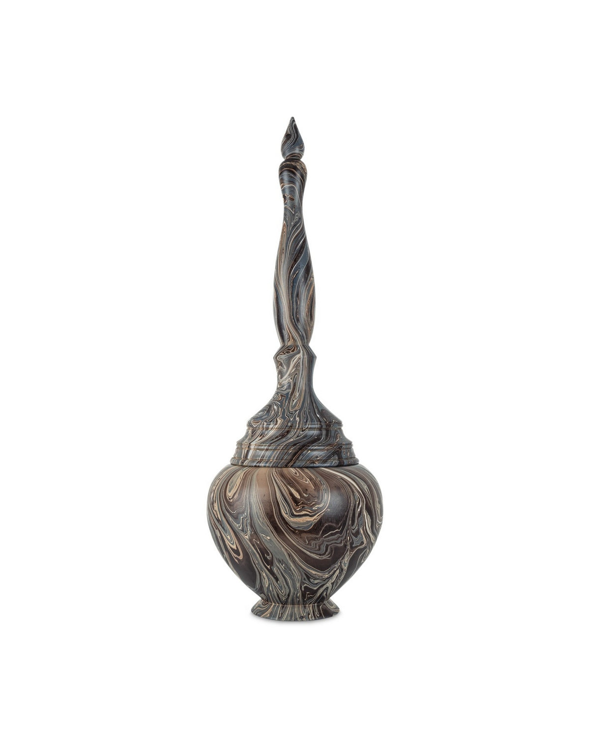 Currey and Company 1200-1050 Marbleized Turret Box in Marbleized Brown