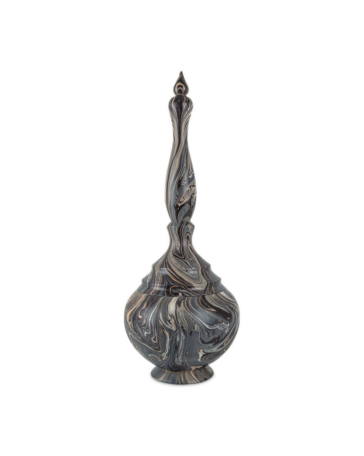 Currey and Company 1200-1051 Marbleized Turret Box in Marbleized Brown