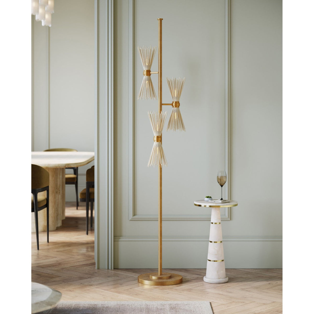Currey and Company - 3000-0320 - Drinks Table - Eleanora - Natural / Natural Brass
