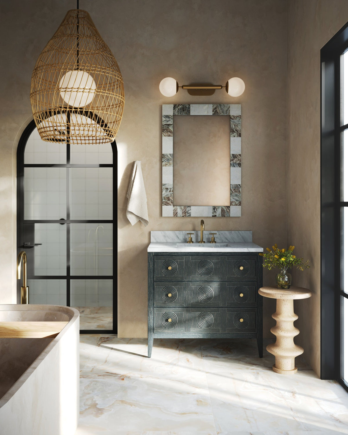 Currey and Company - 3000-0321 - Accent Table - Rollins Accent Table - Beige