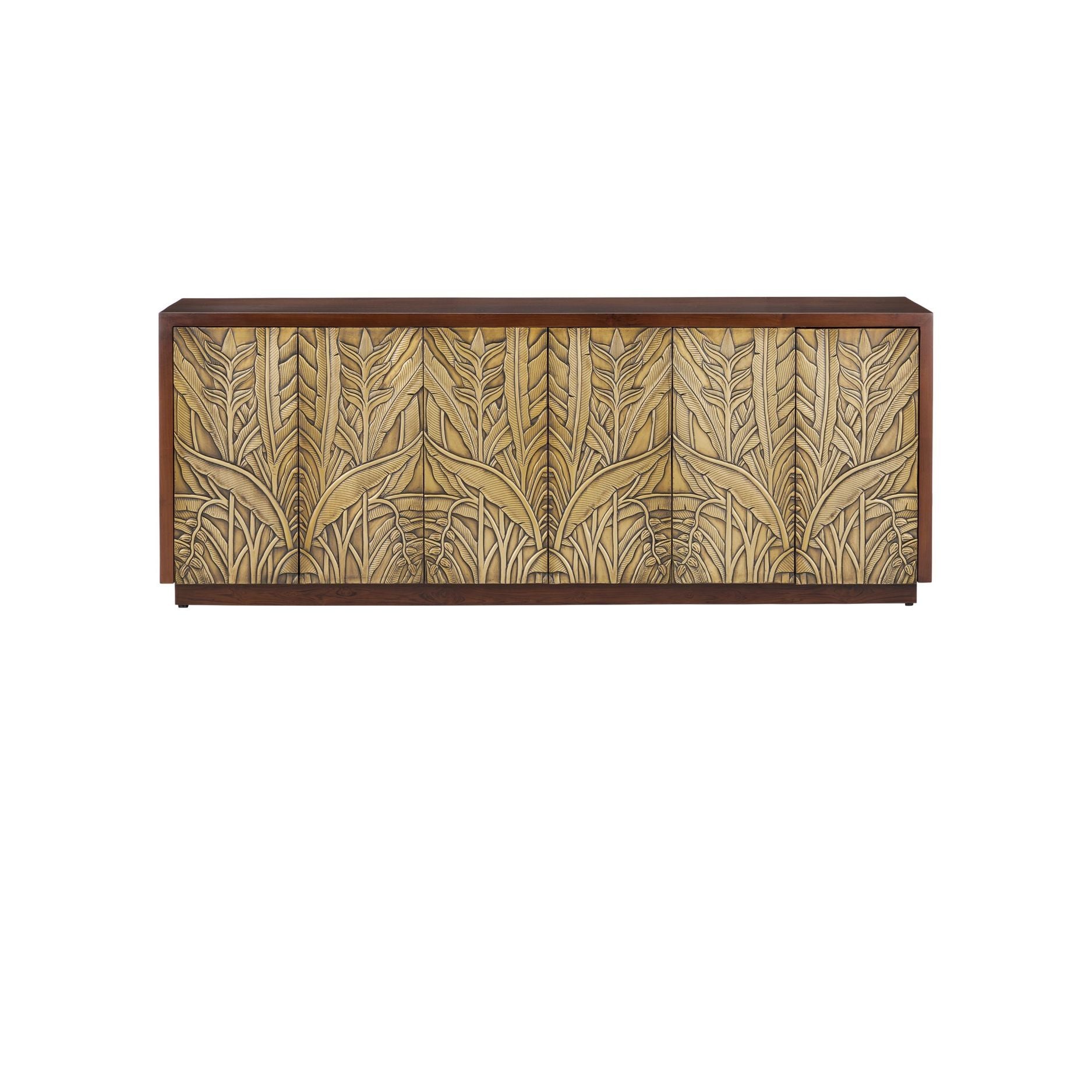 Currey and Company - 3000-0324 - Crédence - Jardin - Noyer / Laiton antique