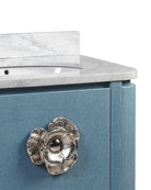 Meuble-lavabo Currey and Company 3800-0015 Briallen 36 po avec lavabo ovale encastré, finition laquée bleu lin/naturel/blanc/nickel poli