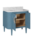 Meuble-lavabo Currey and Company 3800-0015 Briallen 36 po avec lavabo ovale encastré, finition laquée bleu lin/naturel/blanc/nickel poli