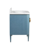 Meuble-lavabo Currey and Company 3800-0015 Briallen 36 po avec lavabo ovale encastré, finition laquée bleu lin/naturel/blanc/nickel poli