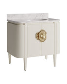 Meuble-lavabo Currey and Company 3800-0016 Briallen 36 po avec lavabo ovale encastré, finitions blanc cérusé/naturel/blanc/laiton poli
