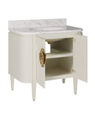 Meuble-lavabo Currey and Company 3800-0016 Briallen 36 po avec lavabo ovale encastré, finitions blanc cérusé/naturel/blanc/laiton poli