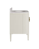 Meuble-lavabo Currey and Company 3800-0016 Briallen 36 po avec lavabo ovale encastré, finitions blanc cérusé/naturel/blanc/laiton poli